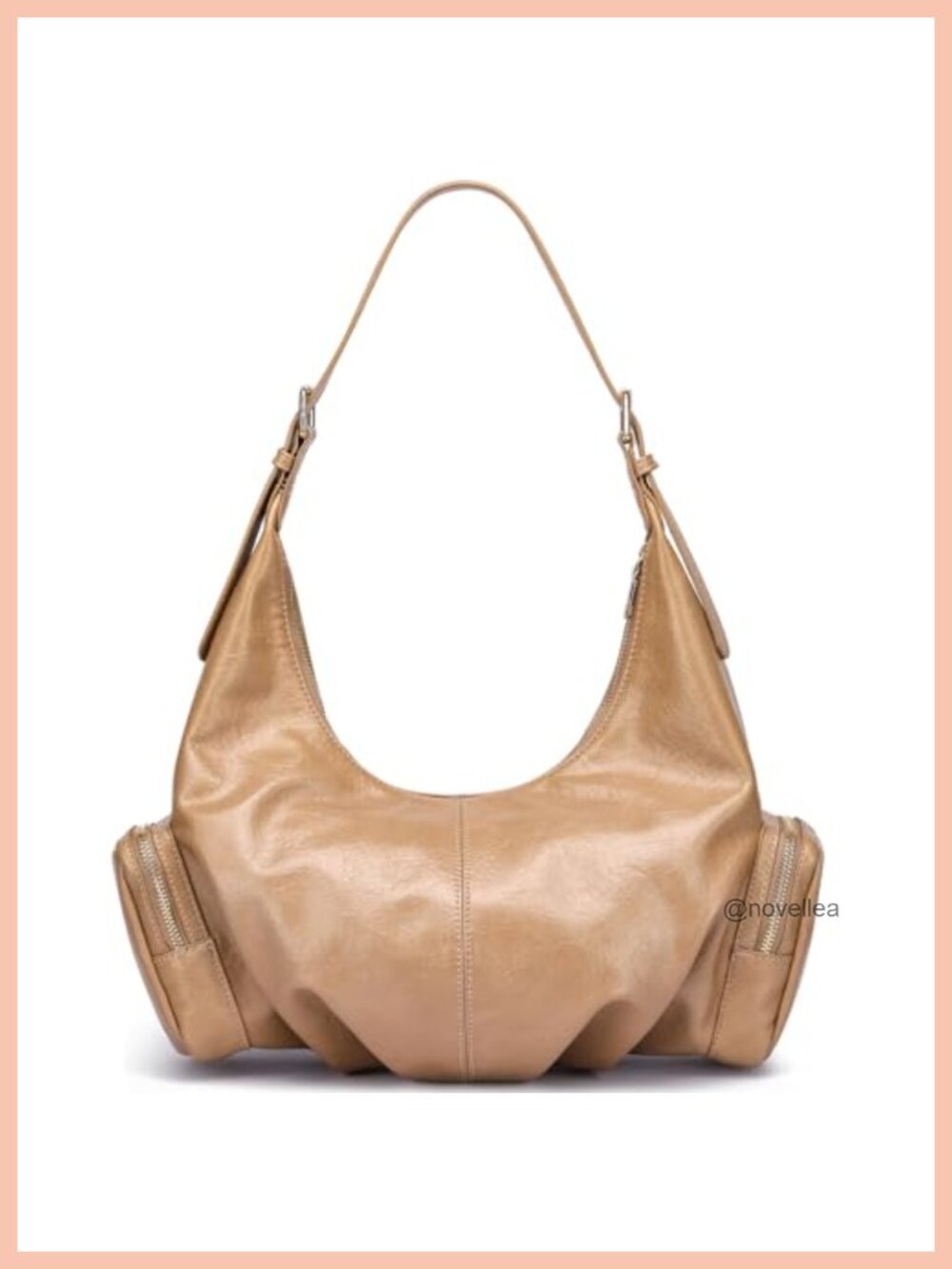 Vegan Leather Hobo Crossbody Bag with Adjustable Strap